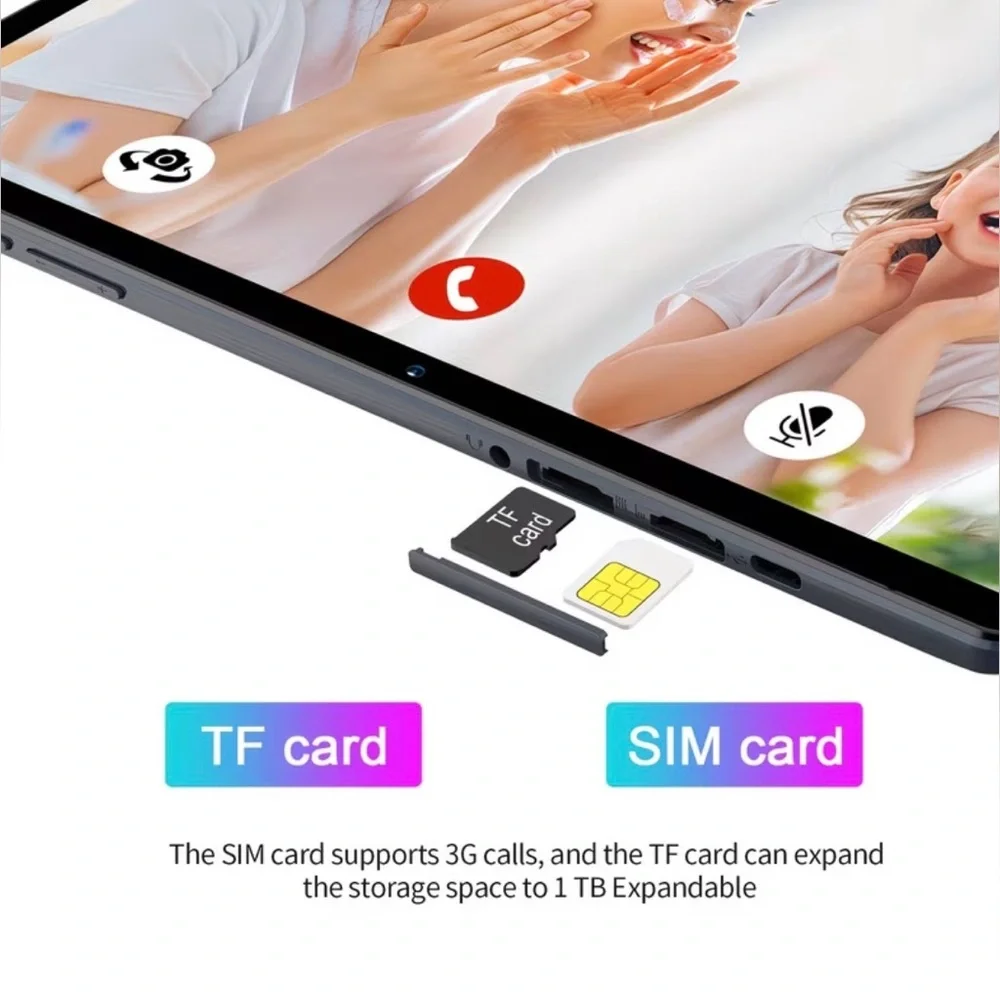 Tablet PC Android 13 64GB QuadCore Touch Screen WiFi w/SIM Slot Phone Call 10.1”